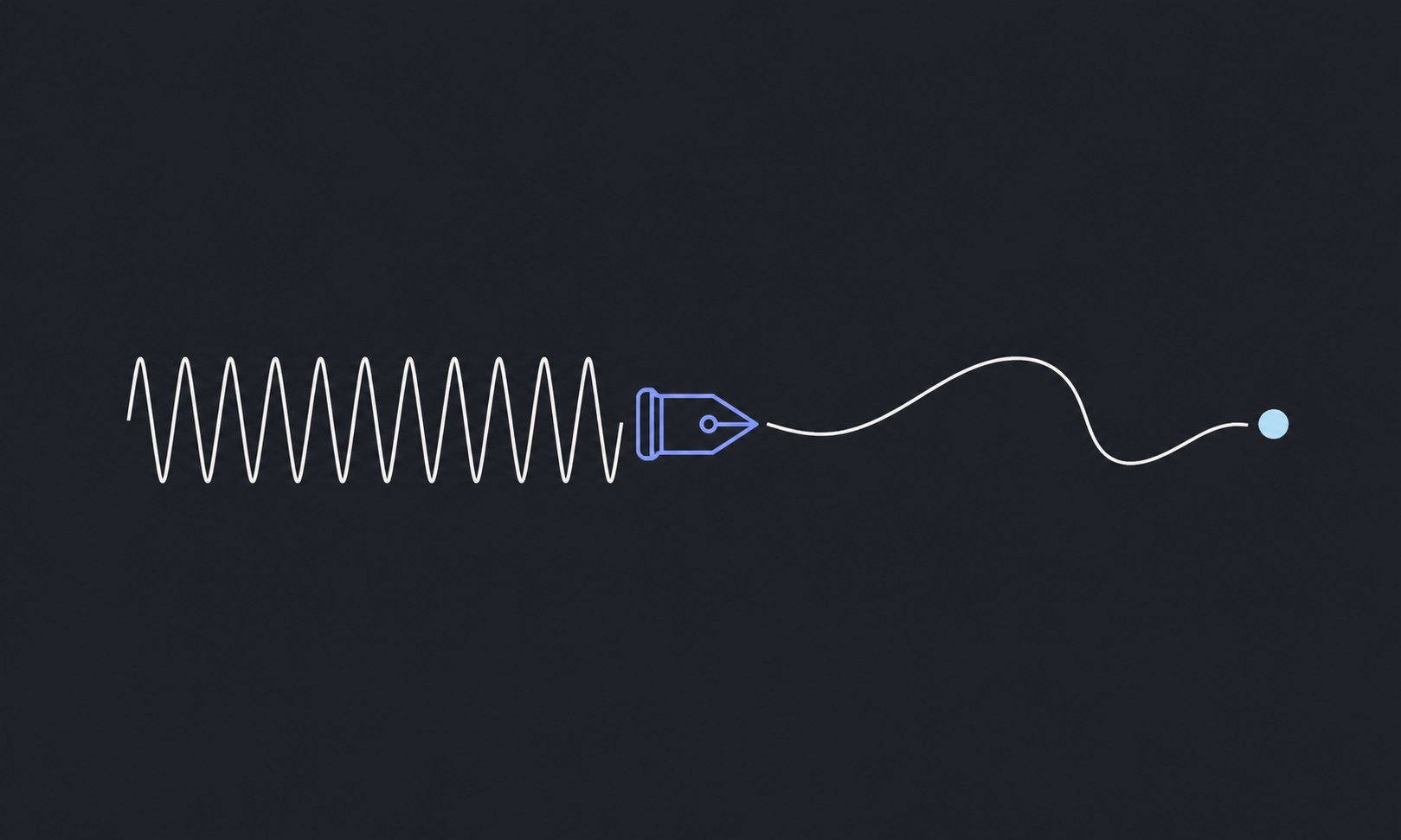 A human hand using a fountain pen to turn an AI spark into a personal cover letter