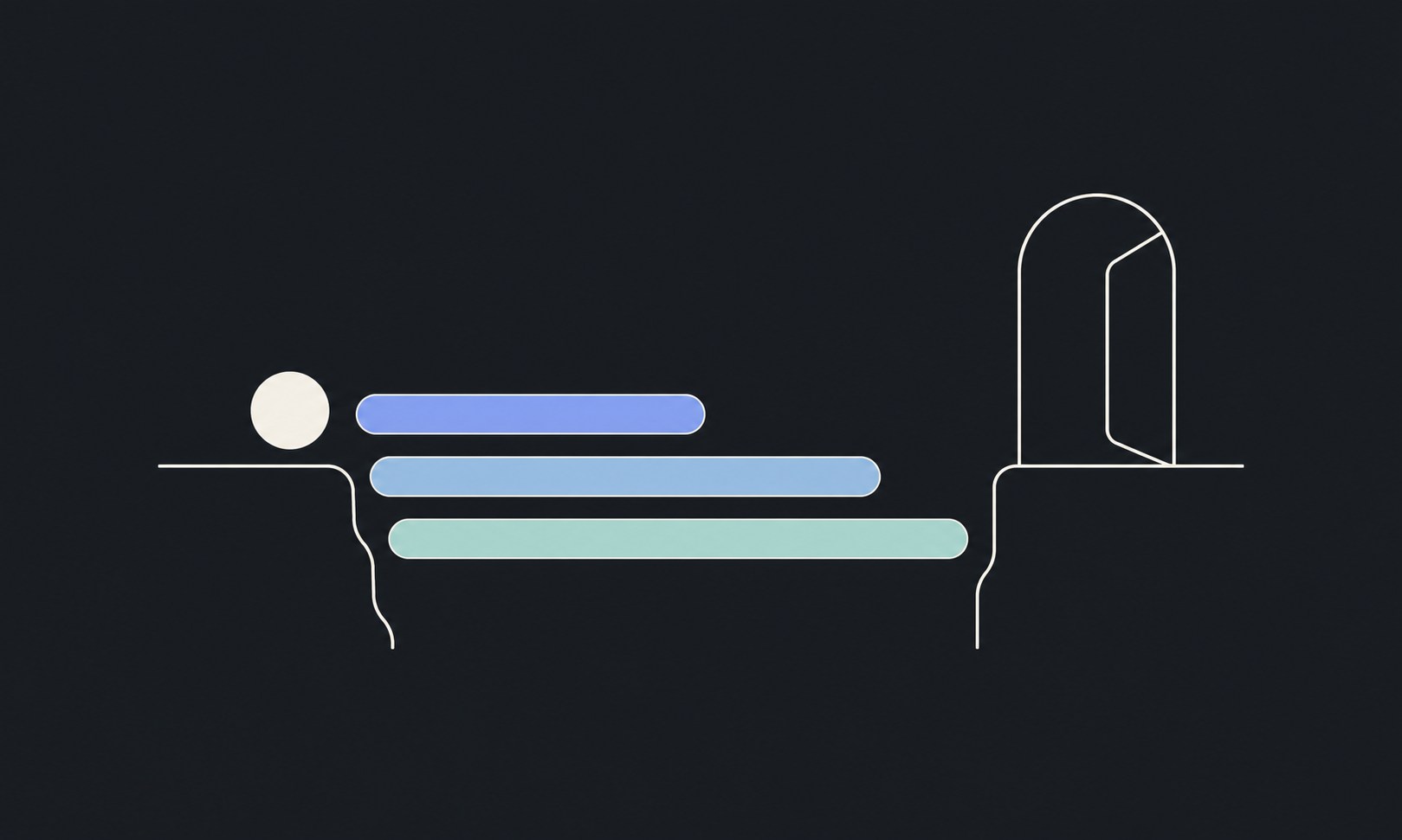 A student crossing a resume-shaped bridge of projects and skills toward an internship